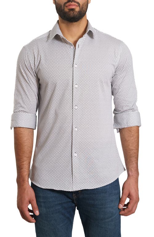 Jared Lang Trim Fit Print Button-Up Shirt White Paisley at Nordstrom,