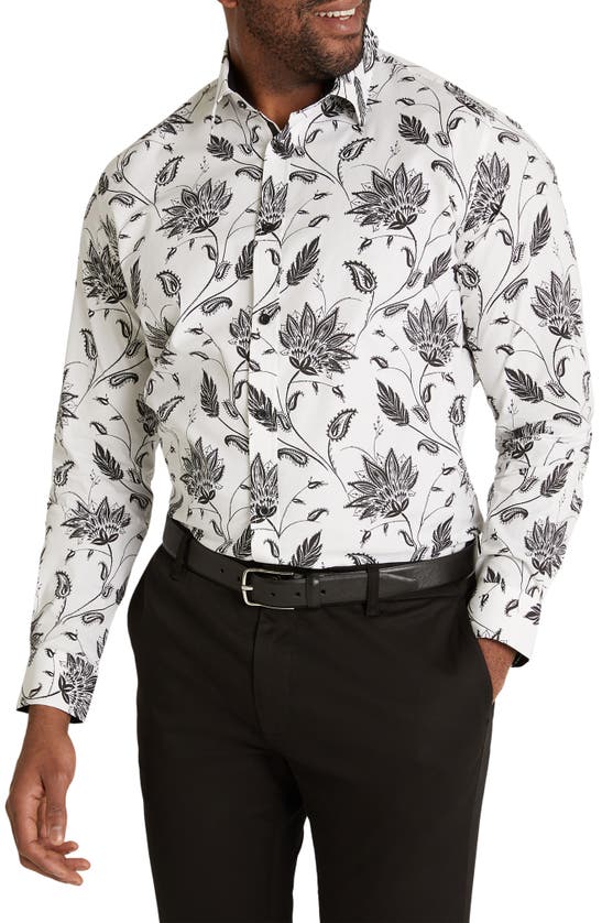 Johnny Bigg Winston Paisley Stretch Cotton Button-up Shirt In White
