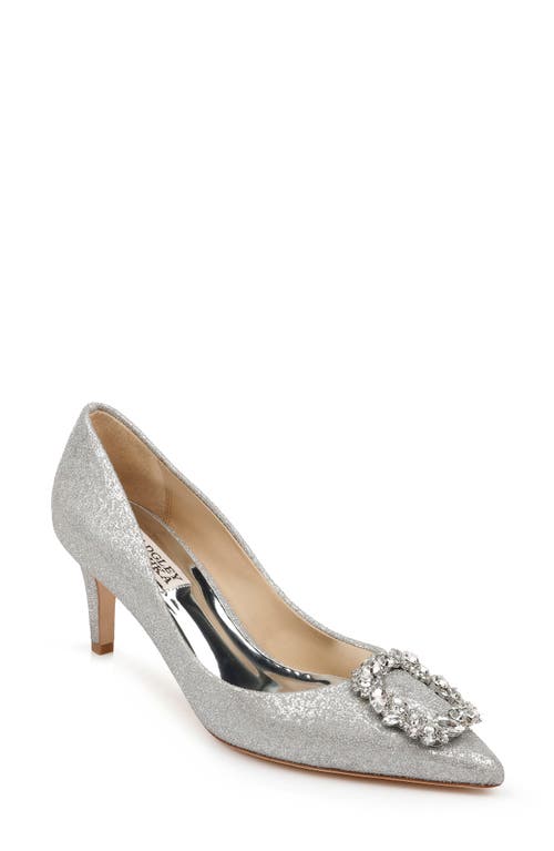 Badgley Mischka Collection Carrie Crystal Embellished Pump in Silver Glitter
