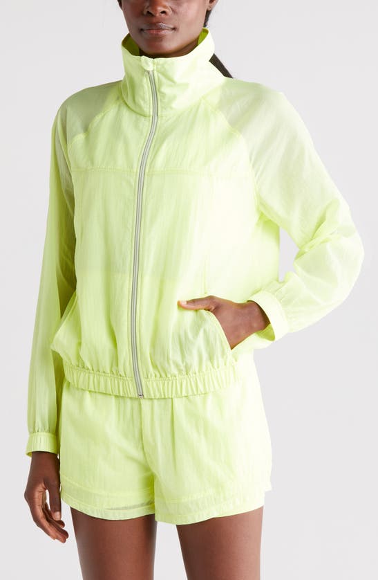 Shop Zella Expression Sheer Jacket In Green Finch