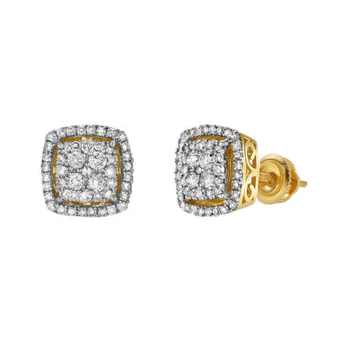 Luvmyjewelry Elantris 10k Yellow Gold Cluster Diamond Unisex Earrings In 10k Yellow Gold