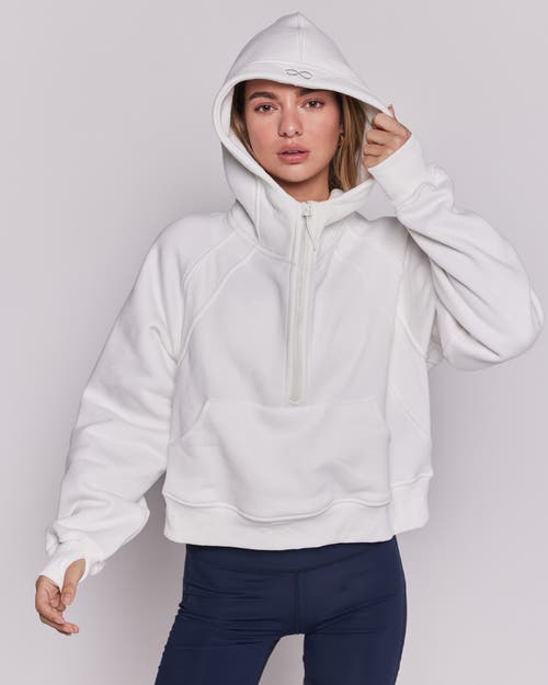 Shop Rebody Active Effortless Fleece Half Zip Hoodie In Brilliant White