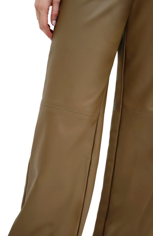 Marcella Julien High Waist Faux Leather Wide Leg Pants In Latte