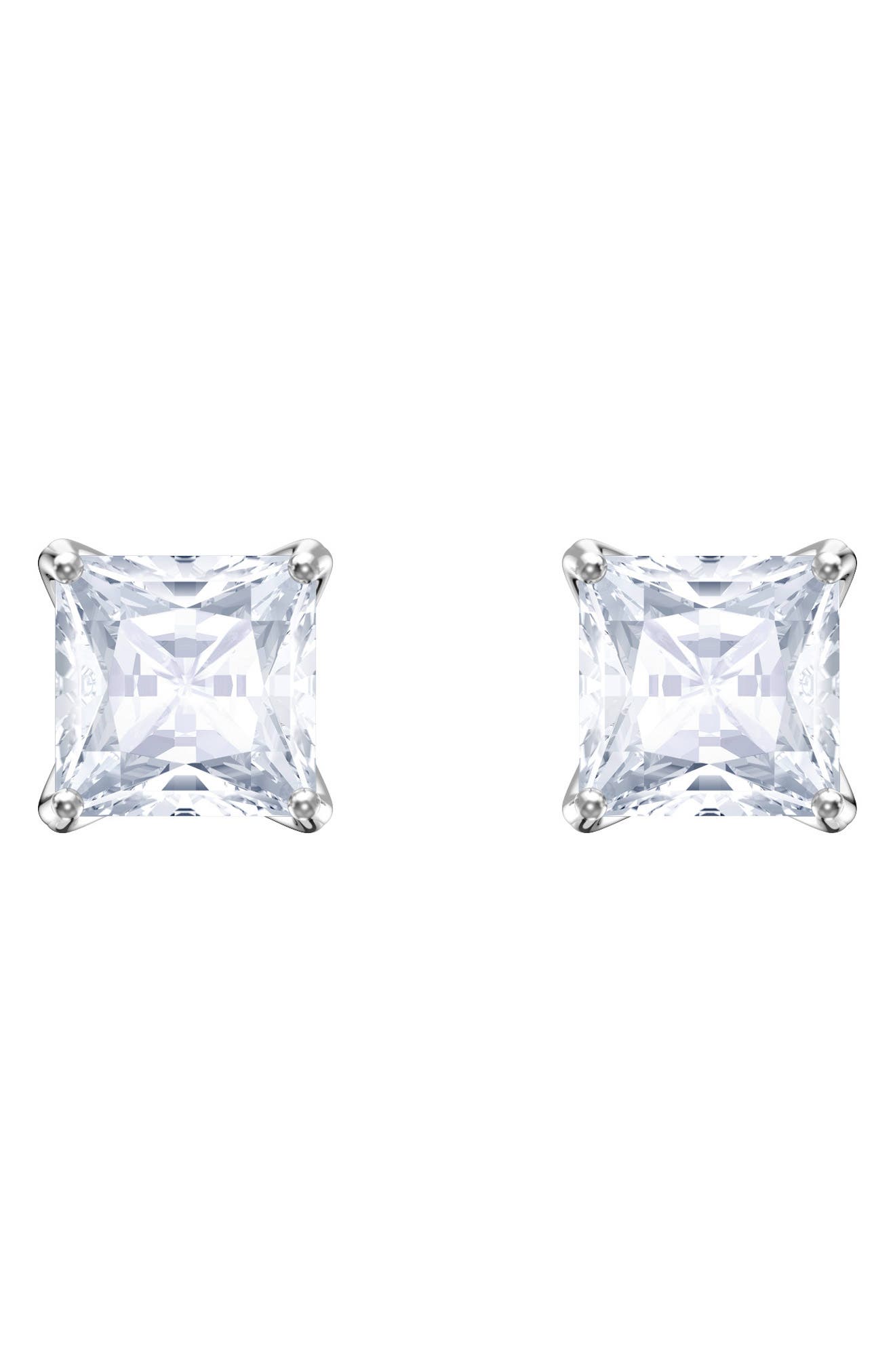 KnSam Women Platinum Plate Pierced Stud Earrings Impatiens Flower Crystal Rhinestone 2 Tones