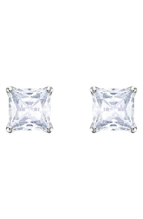 Swarovski Attract Princess Stud Earrings In Silver/clear Crystal