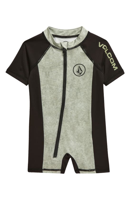 Shop Volcom Zip One-piece Rashguard Swimsuit In Military