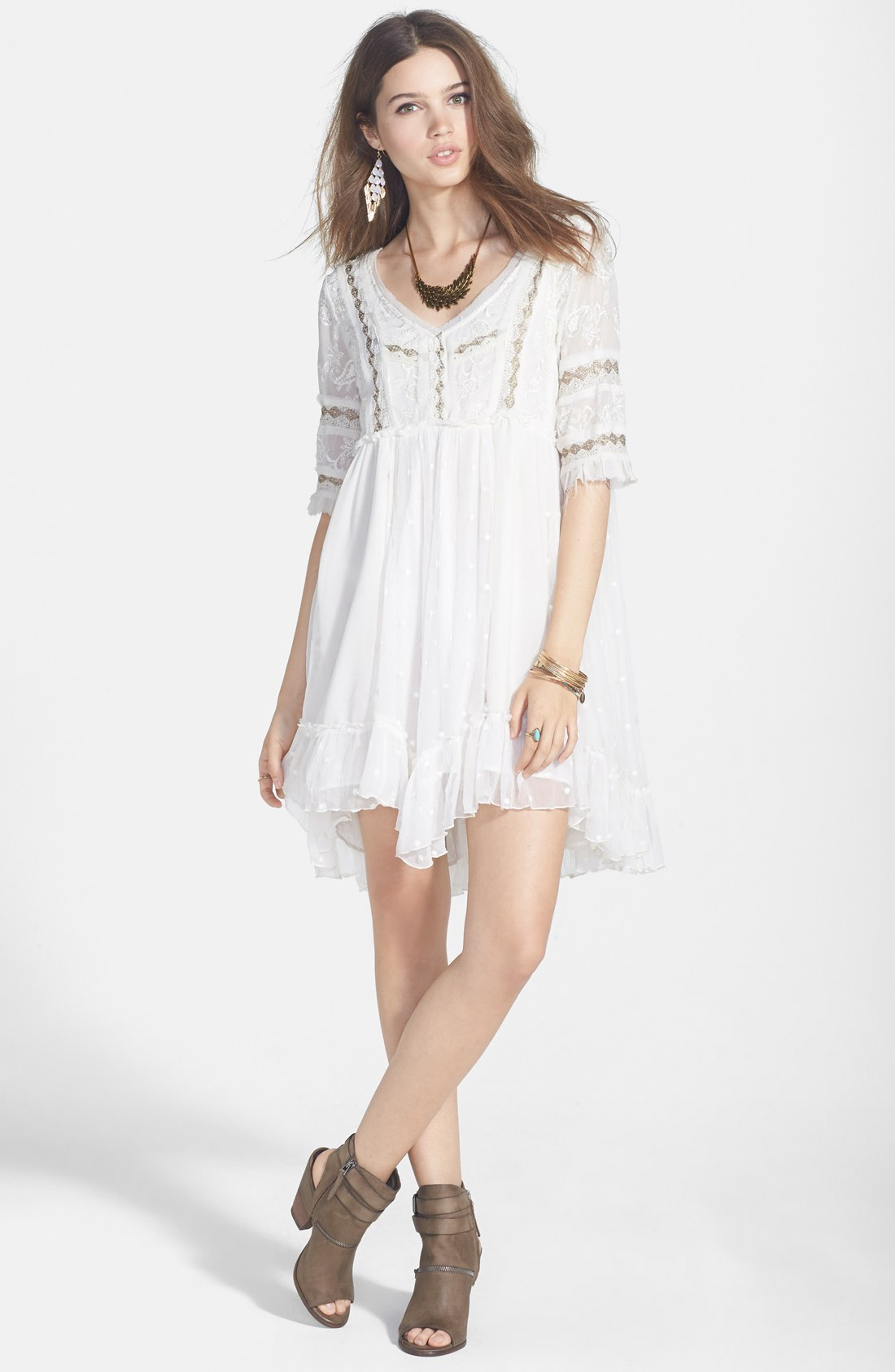 Free People Embroidered Babydoll Minidress | Nordstrom