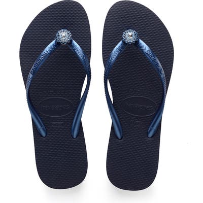 Havaianas Slim Crystal Poem Flip Flop, 1/42 BR - Blue