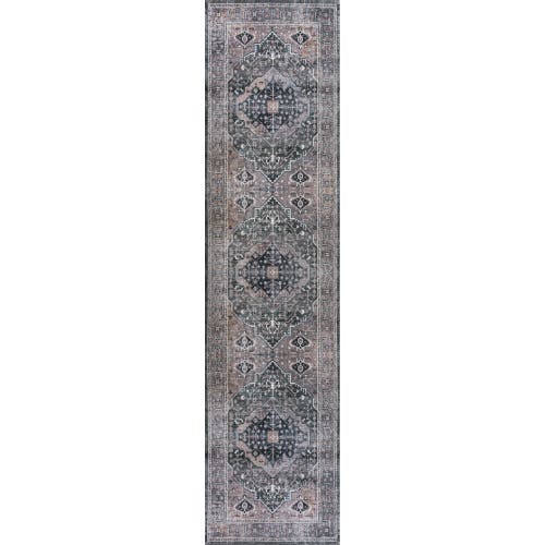 Jonathan Y Alacati Ogee Medallion Machine-washable Area Rug In Dark Green/dark Beige