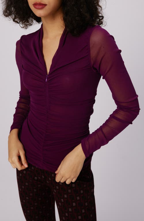 Shop Dvf Diane Von Furstenberg Julie Long Sleeve Top In Velvet Plum