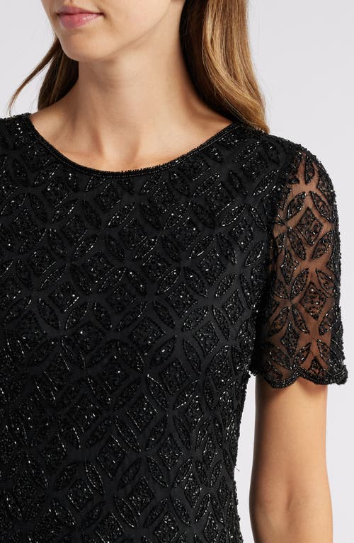 Shop Pisarro Nights Beaded Midi Cocktail Dress In Black