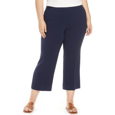 Plus Size Lafayette 148 New York Manhattan Finesse Crepe Crop Flare Pants, Blue