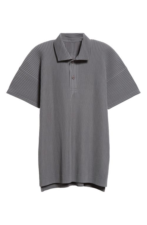 Issey Miyake Homme Plissé  Pleated Polo In Warm Gray