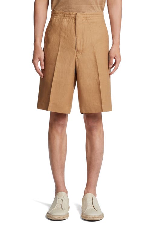 ZEGNA Luxury Linen Shorts in Tan at Nordstrom, Size 32 Us