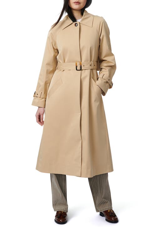 Avec Les Filles Womens Faux Leather Midi Long Coat Beige S at   Women's Coats Shop