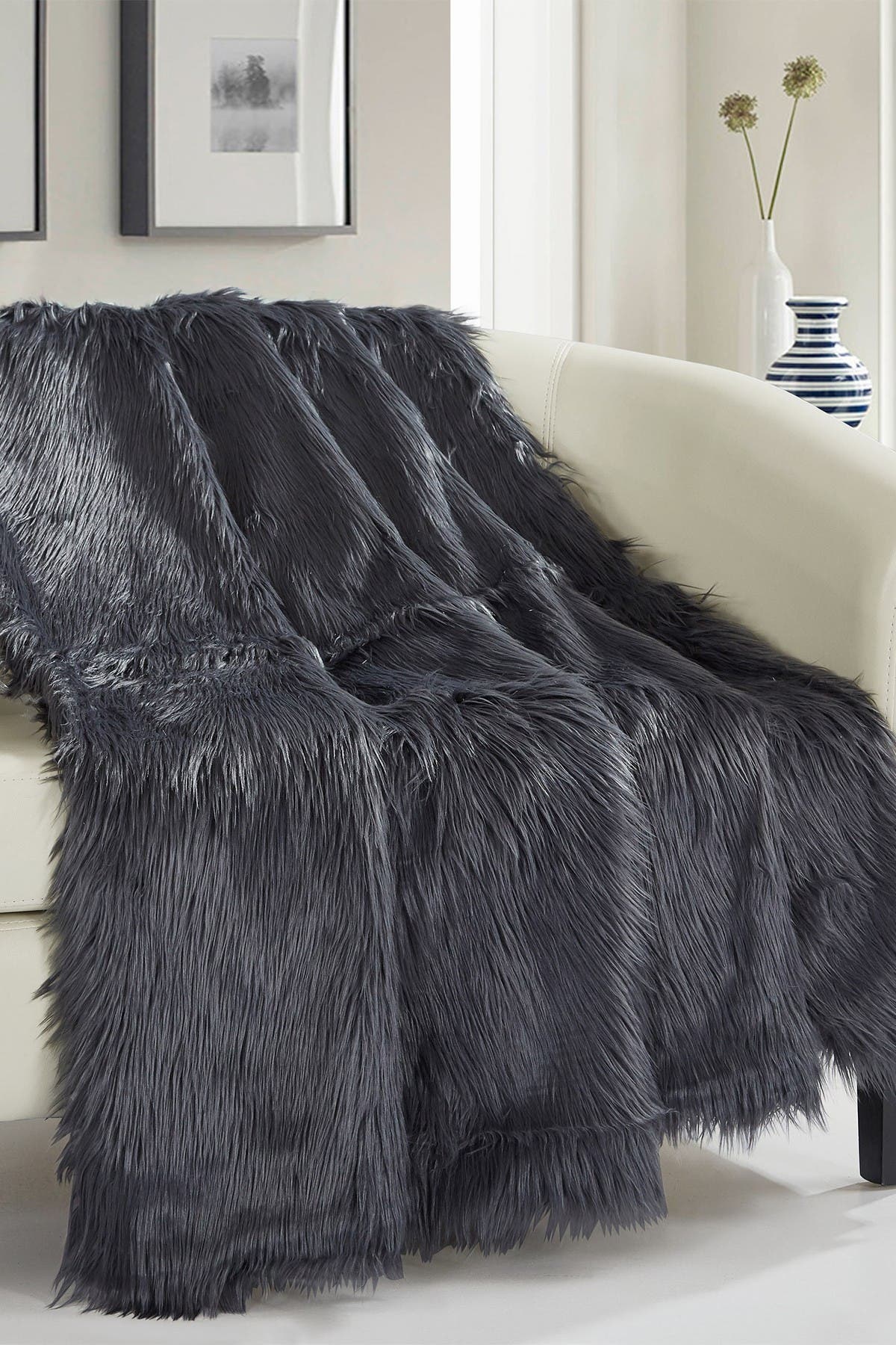 grey faux fur blanket