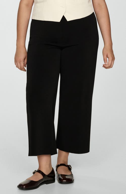 Shop Mango Flowy Wide Leg Crop Pants In Black