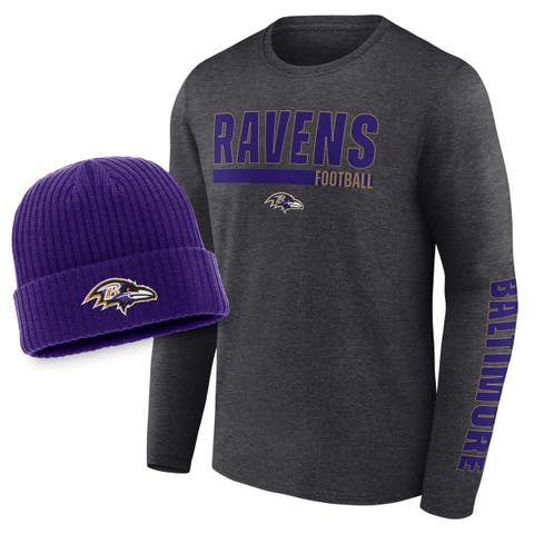 Men's Nike Purple/Black Baltimore Ravens Throwback Raglan Long Sleeve T- Shirt