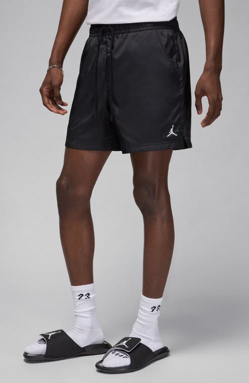 Shop Jordan Essential Poolside Drawstring Shorts In Black/white