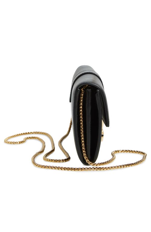 Ferragamo Hug Leather Wallet On A Chain In Nero