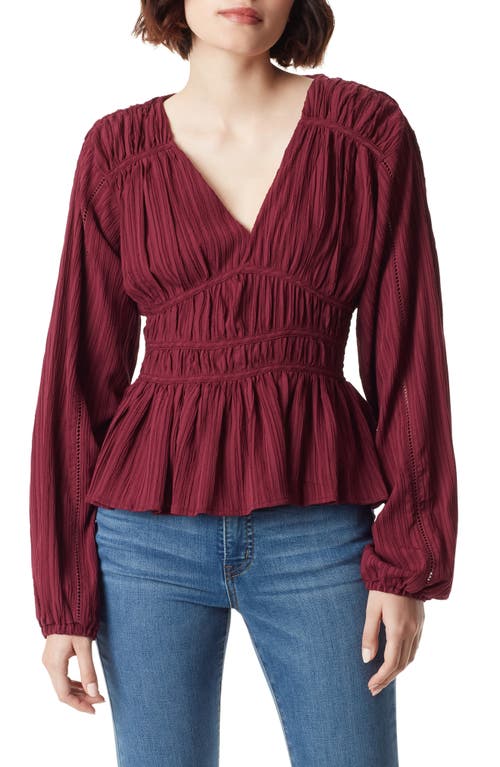 Sam Edelman Evie Long Sleeve Plissé Peplum Top at Nordstrom,