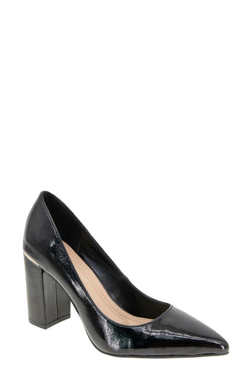 Midana Pointed Toe Pump in Black Patent