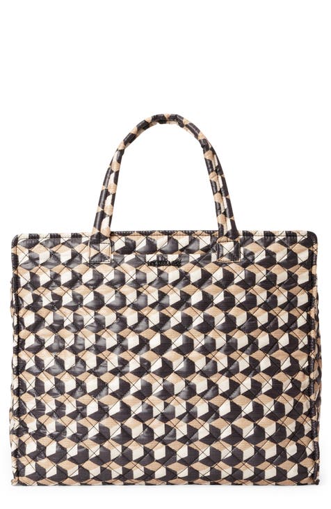H&M Jacquard Weave LARGE Houndstooth Cotton Tote Handbag Bag Limited Edition
