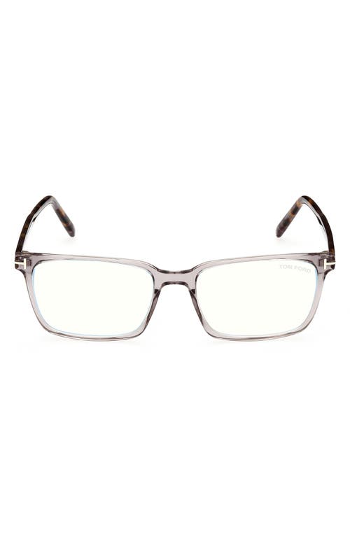 TOM FORD 55mm Rectangular Blue Light Blocking Glasses in Grey/Other at Nordstrom