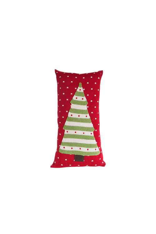 Melange Collection Striped Tree Lumbar Pillow In Red