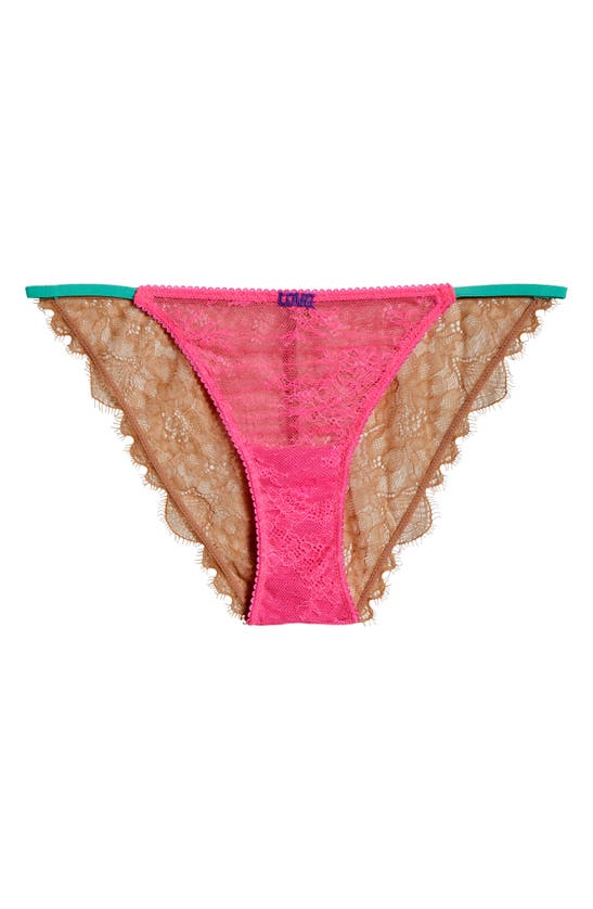 Shop Love Stories Wild Lace Bikini Briefs In Pink/ Brown