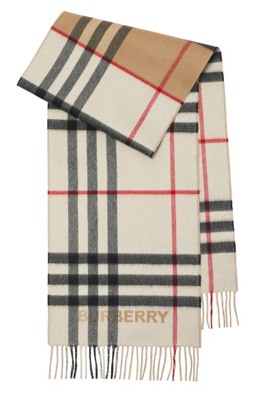 Shop Burberry Giant Split Check Cashmere Scarf In Archive Beige/ivory