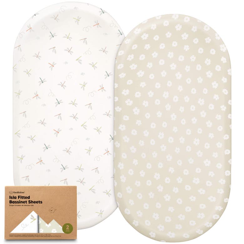 Shop Keababies 2-pack Isla Fitted Bassinet Sheets In Meadow