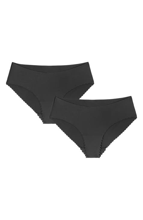 DKNY Women's Seamless Litewear Solid Thong, Black, Small 