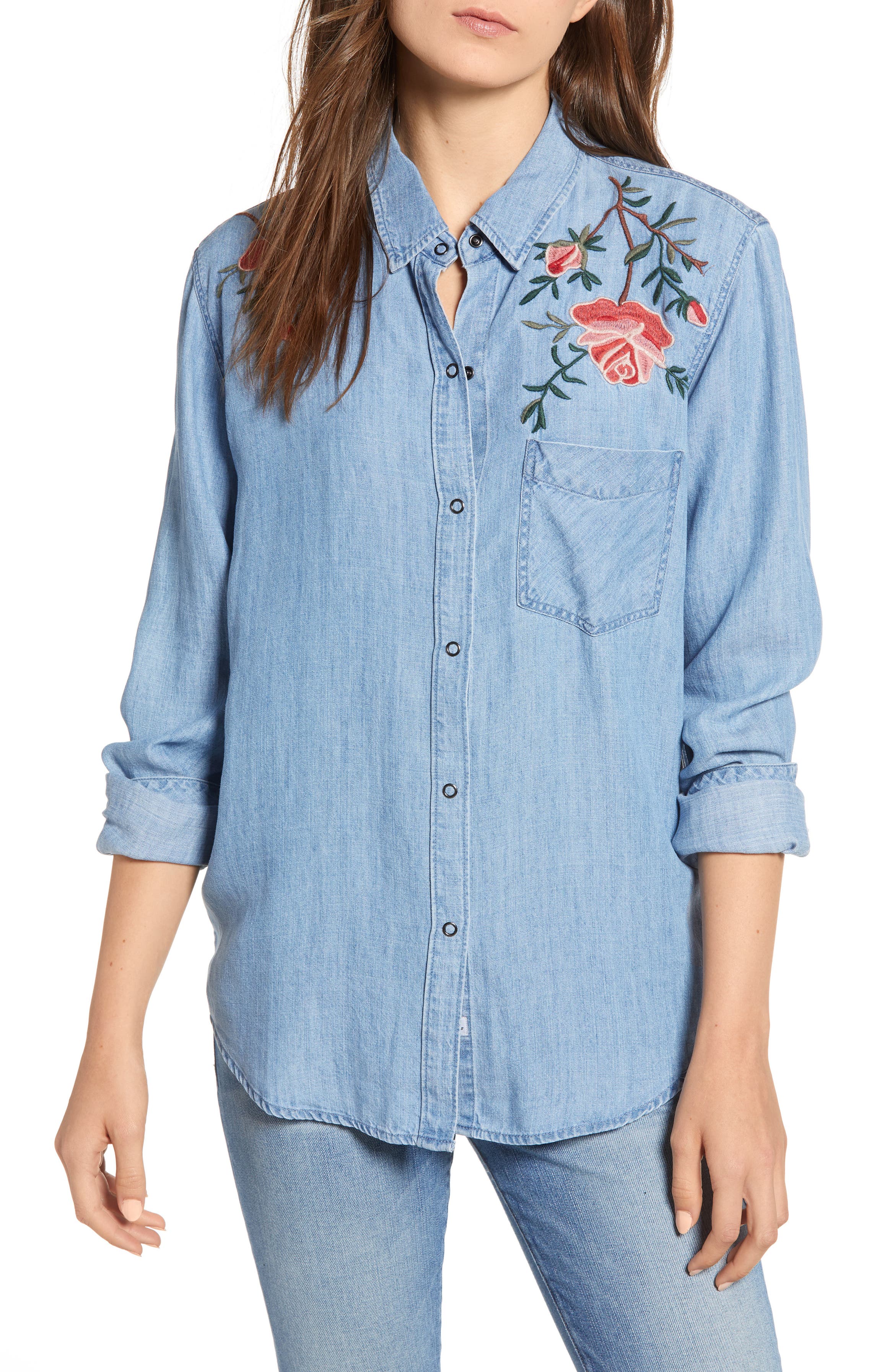 Rails Ingrid Embroidered Chambray Shirt | Nordstrom