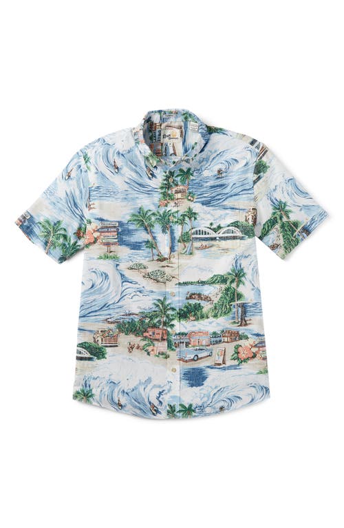 North Shore Tailored Fit Short Sleeve Button-Down Shirt in Blue