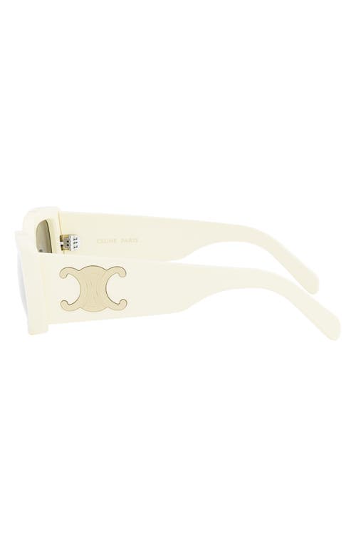 Shop Celine Triomphe 53mm Rectangular Sunglasses In Ivory/smoke