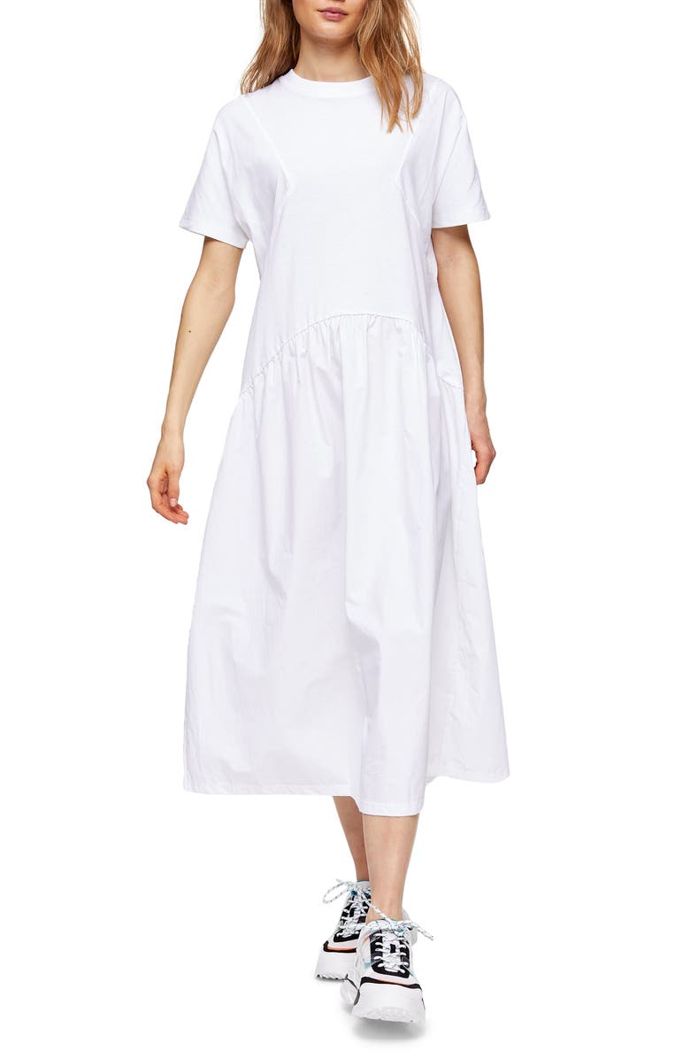 Topshop Poplin Cotton Midi Dress Nordstrom