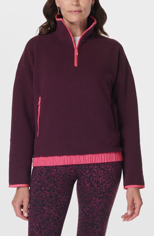 Sweaty Betty Compass Half Zip Fleece Pullover in Midnight Cherry Purple 