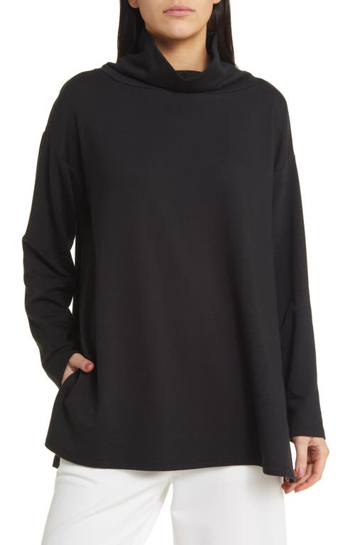 Eileen Fisher Cowl Neck Long Sleeve Tunic Black at Nordstrom,