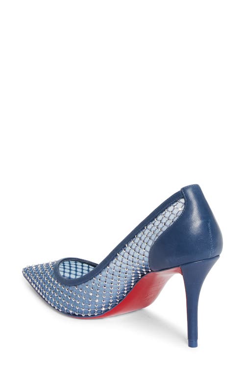 Shop Christian Louboutin Apostropha Crystal Embellished Pointed Toe Pump In Denim-cry/lin Denim