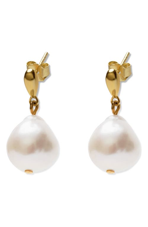 Shop Argento Vivo Sterling Silver Cultured Pearl Drop Earrings In Gold