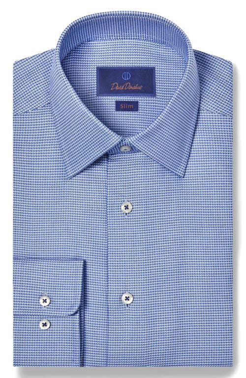 Shop David Donahue Slim Fit Micropattern Cotton Dobby Dress Shirt In Blue