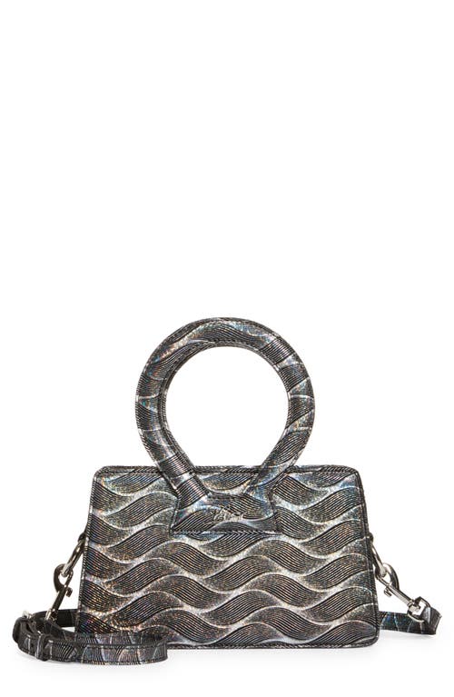 Small Ana Leather Top Handle Bag in Grey Multi