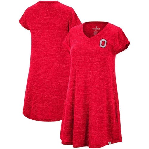 Women's Colosseum Heathered Scarlet Ohio State Buckeyes Diary V-Neck T-Shirt Dress