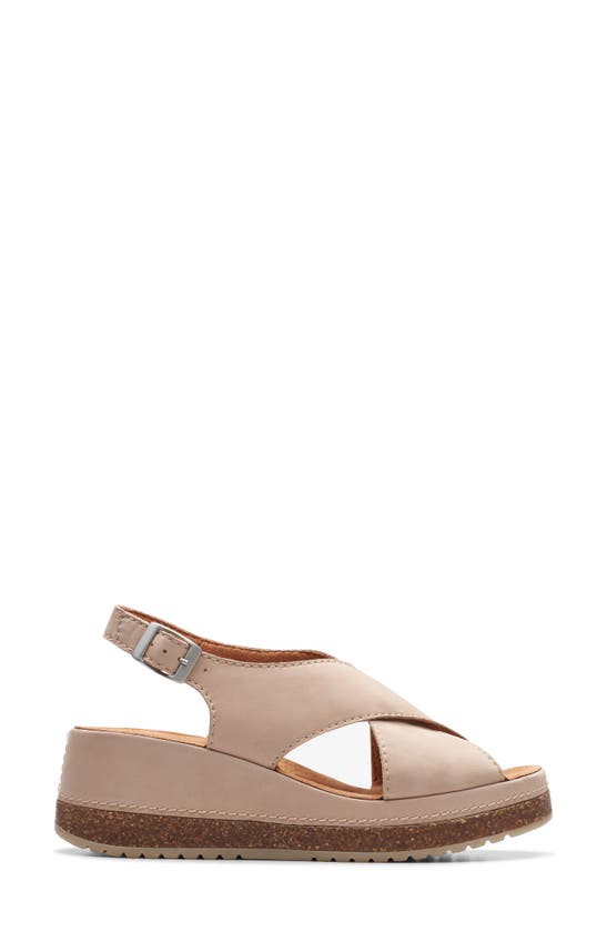 Shop Clarks Kassanda Step Wedge Sandal In Sand Nubuck