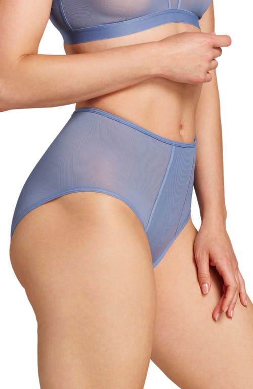 Shop Siella Power Mesh High Waist Brief In Blue Grey