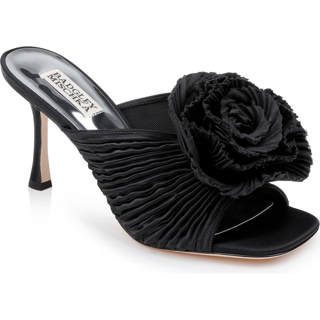 Badgley Mischka Collection Blythe Slide Sandal In Black Satin