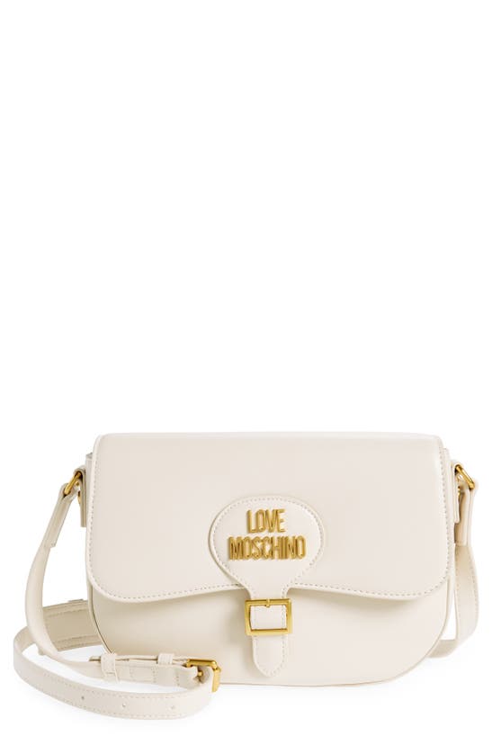 Shop Love Moschino Quilted Crossbody Bag In Ivory