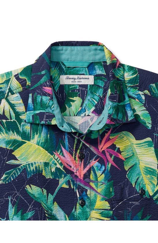 Shop Tommy Bahama Nova Wave Sunnyvale Blooms Short Sleeve Seersucker Button-up Shirt In Blue Jean