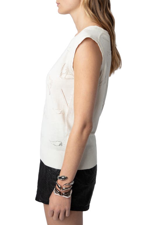 Shop Zadig & Voltaire Emmyl Sleeveless Cotton Pointelle Sweater In Ecru